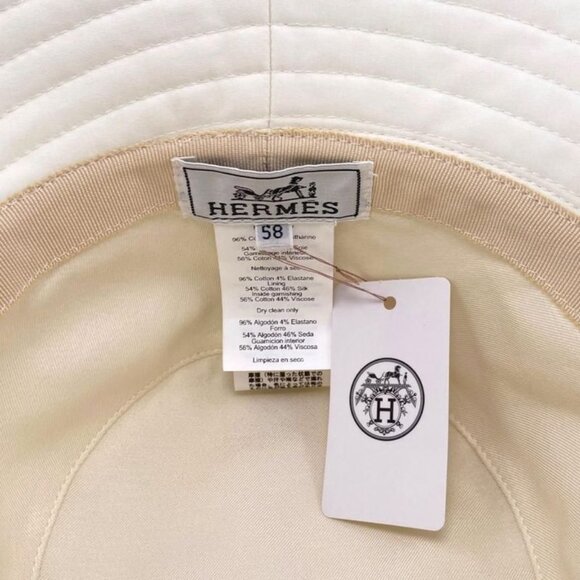 Hermes Hat Bucket Hat Harper Emile Size 58 Cotton White Navy main image 4